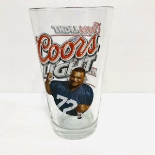 Vtg Coors Light William Perry Chicago Bears Superbowl Xx Pint Beer Glass - 1986