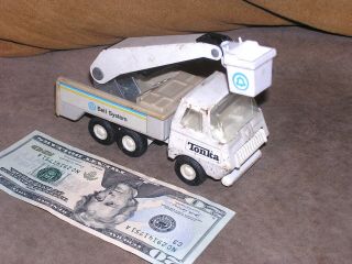 Vintage Tonka Bell Systems Cherry Picker Crane Truck Blue Light Special