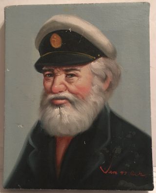 Vintage Van Meer Sea Captain On Canvas Painting 8x10