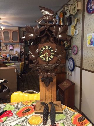 Vintage/antique Large Fox & Grapes Cuckoo Clock Germany