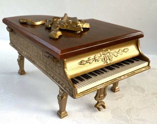 Antique Grand Piano - Swiss Music Box - Cigarette Box - Jewelry Box - Trinket Box - 1940s