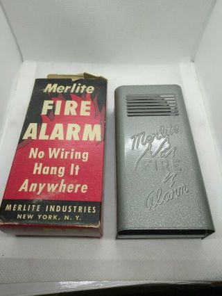 Vintage Merlite Fire Alarm Smoke Firefighting Bell Whistle Alert Old Stock