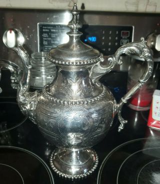 Meriden Britannia 1835 Series 1800s Silver - Plated Tea Coffee Server Pot Antique