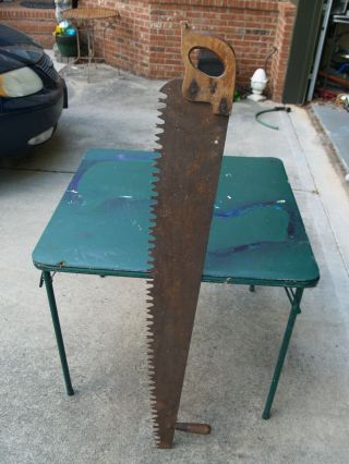 Vintage Antique Large 4 Foot 2 Person Warranted Superior Keystone Saw -