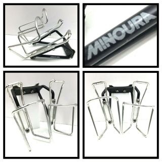 Vintage Minoura Double Water Bottle Cage Holder Seat Moun,  2 Cages Specialized