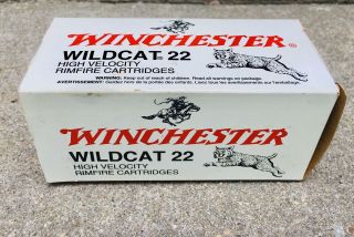 Vintage Winchester Wildcat 22 Caliber High Velocity Ammo Cardboard Box