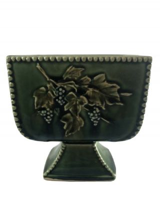 Vintage Mccoy Green Art Pottery Footed Grapes Planter Vase Usa