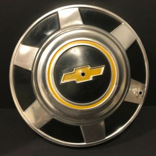 Vintage 1970 - 80’s Chevy Dog Dish Poverty Hub Cap Aluminum Black Gold