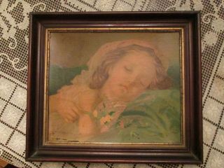 Mourning Painting - Antique - American - Late 19th Early 20th Cent.  - Girl