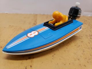 Vintage 1978 Tomy Boat With Mercury Motor Ocean Cup Race Champion 8 Wind - Up