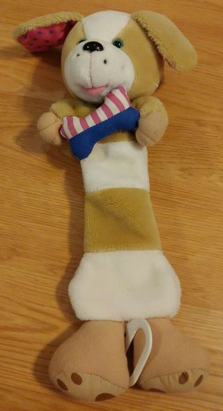 Vintage Kids Ii 1994 Dog Crib Toy Stuffed Plush 15 " Bone & Polka Dot Ears Euc