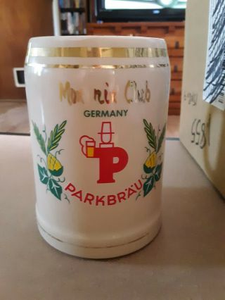 Parkbrau Mox Nix Club Vintage Ceramic 0.  5 Liter Beer Stein Germany