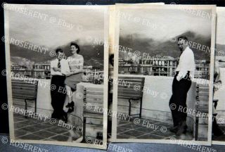1951 Hong Kong - RAF Family lodged at a Kai Tak Hotel - four Photos 9 by 6cm 2