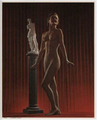 Vintage 1939 Art Deco Fine Pin - Up Print A Sultry Statuesque Modern Venus