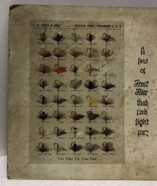 G.  W.  Frost & Sons Trout Fly Bait Store Display Chart Stevens Point WI 17” x 11” 2