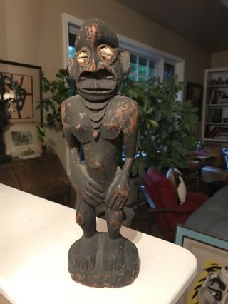 Vintage Guinea Sepik River Carved Wood Figure Sculpture Ancestral Totem