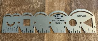 Vintage - Traum Dressmaker Guide/gauge - 6 Inch Sewing Tool - Tailor Aluminum Ruler