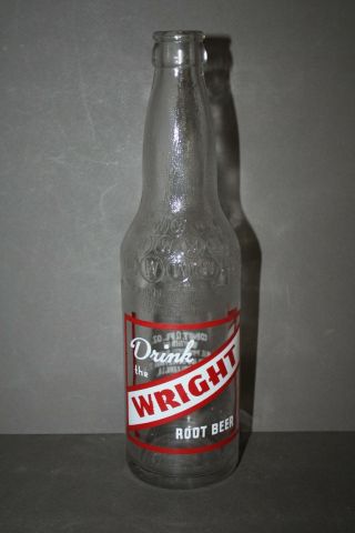 Vintage Drink The Wright Root Beer 12 Oz Glass Bottle