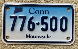 Connecticut Motorcycle License Plate 776 500