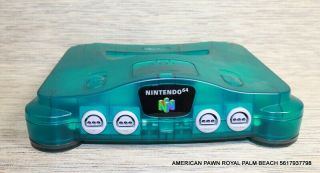 Nintendo 64 System Console Glacier Clear Ice Green/blue