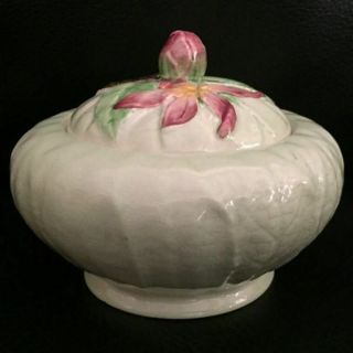 Vintage Carlton Ware Green Apple Blossom Preserve Pot/ Sugar Bowl With Lid - Ex