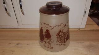Vintage Bartlett Collins Glass Cookie Jar Pokee Hansel & Gretel 8 1/4 " Tall