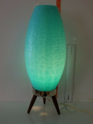 Mid Century/eames Era Plastic Beehive Peg Leg Tripod Lamp Aqua Blue Turquoise A
