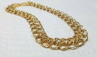 Vintage Signed Monet Gold Tone Double Chain Link Choker Necklace