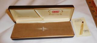 Vintage Empty Cross Gold Filled Ball Point Pen Case With Paperwork