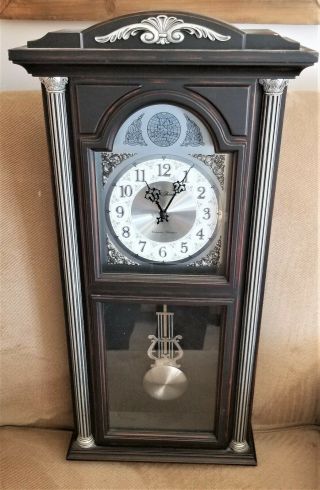 Seth Thomas 25.  5 " Mahogany Chiming Grandfather Wall Clock W Pendulum