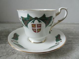 Old Vintage Royal Adderley Newfoundland Tartan & Shield Porcelain Cup & Saucer