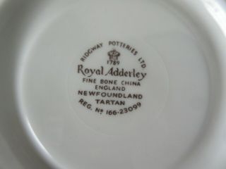 Old Vintage Royal Adderley Newfoundland Tartan & shield Porcelain Cup & Saucer 2