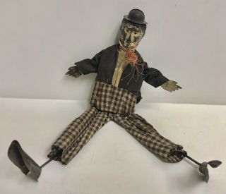 Antique Charlie Chaplin Tin And Wood Toy