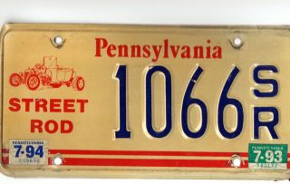 Pennsylvania Street Rod License Plate 1066sr