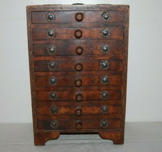 Vintage Ornate Wooden Japanese Tansu Chest 8 Drawer Jewelry Box Chest