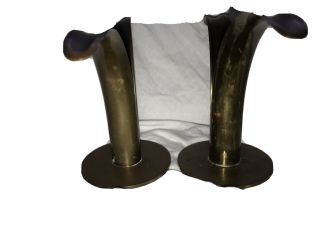 Pair Ystad Metall Sweden Brass Ibe Ronst Lily Candle Stick Holders