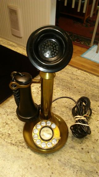 Antique Brass Candlestick Telephone Western Electric Bulldog