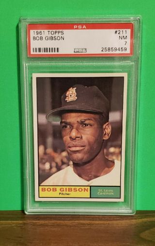 1961 Topps 211 Bob Gibson Psa 7 Perfect Centering Hall Of Fame Pitcher