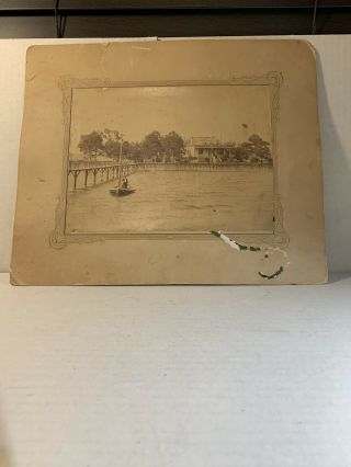 Vintage Antique 1880’s Ocean Springs Mississippi Mounted Photo Boat Gulf Coast