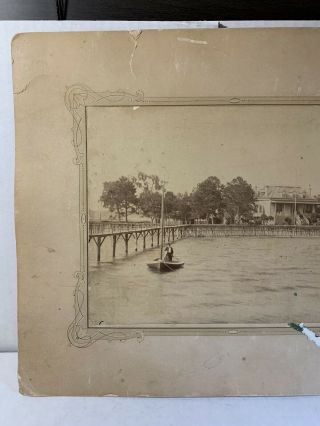 Vintage Antique 1880’s OCEAN SPRINGS MISSISSIPPI Mounted Photo Boat Gulf Coast 2
