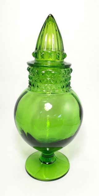 Rare Antique Vtg Tiffin Dakota Glass Green Apothecary Candy Jar Store Display