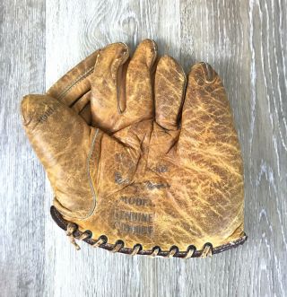 Whitey Moore Model Leather Antique Vintage Baseball Glove One Pocket