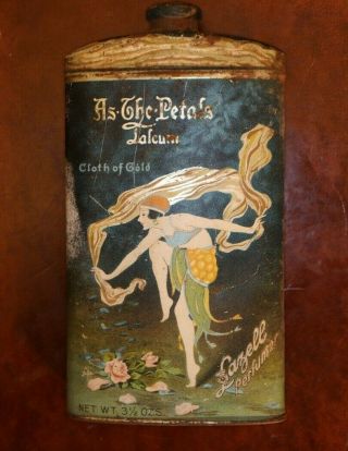 Antique Art Deco As The Petals Turn Cloth Of Good Talcum Lazell Perfumers Tin