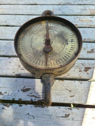 1200 Lbs Chatillon Brass Hanging Scale Milk Feed General Store Hardware Farm Pic