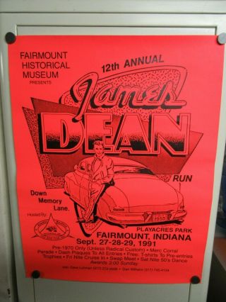 1991 James Dean 12th Annual Car Show Poster Fairmount In 22 X 17 - Jr91