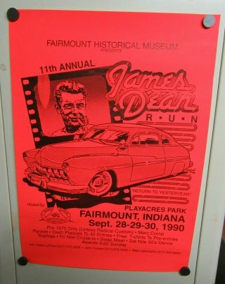 1990 James Dean 11th Annual Car Show Poster Fairmount In 20 X 13 7/8 - Jr90