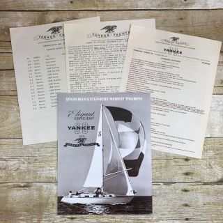 Vintage Sailboat Dealer Sales Brochure Yankee 30 Yacht Sparkman 1971 Prices Ad