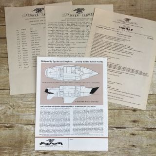 Vintage Sailboat Dealer Sales Brochure Yankee 30 Yacht Sparkman 1971 Prices Ad 3