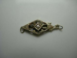 Vintage / Antique 14kt White Gold Diamond Clasp For Pearl Bead Strand