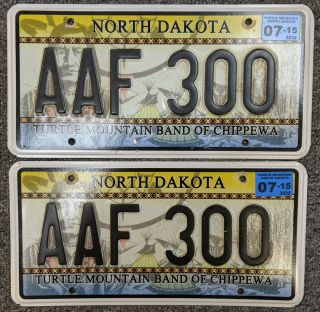 North Dakota License Plate Turtle Mountain Chippewa Pair Indian Tribal